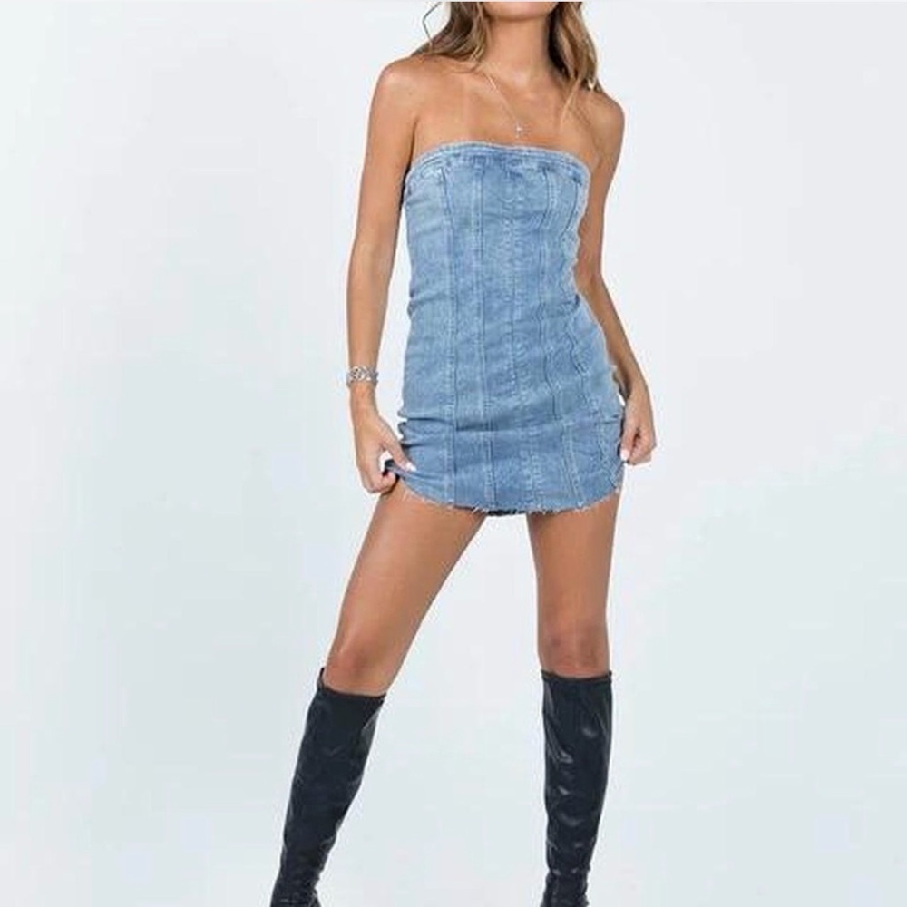 Princess Polly Denim Strapless Mini Dress